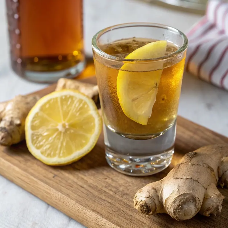 Chilled shot of Brazilian ginger drink	