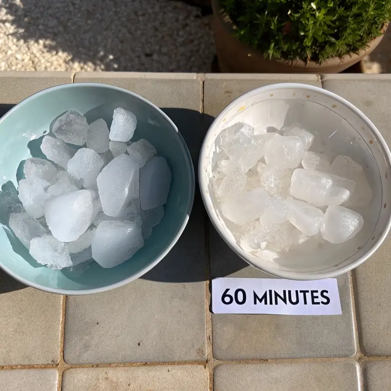 Melt comparison after 60 minutes	