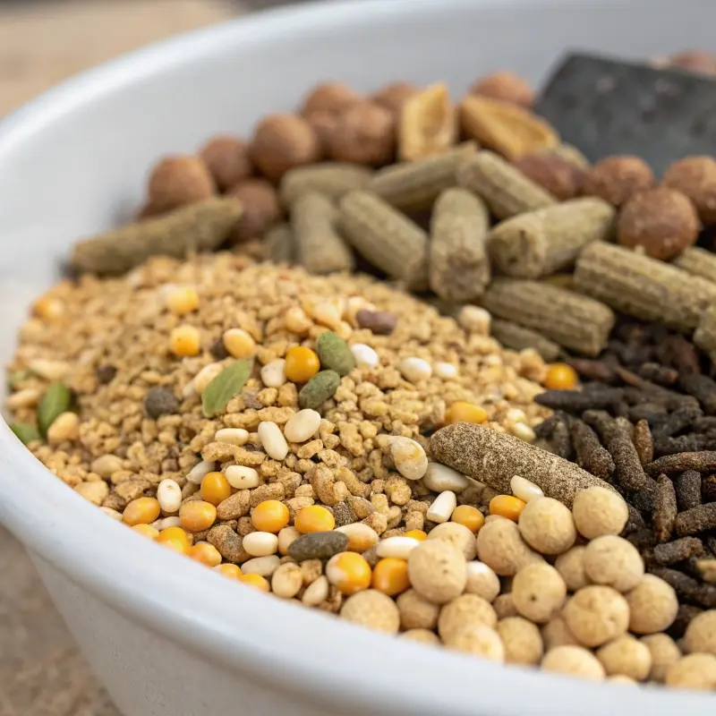 high protein feed ingredients close-up	