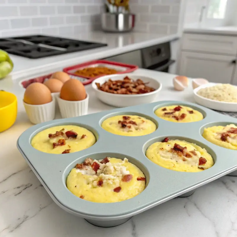 Egg Bites Mixture in Silicone Mold	