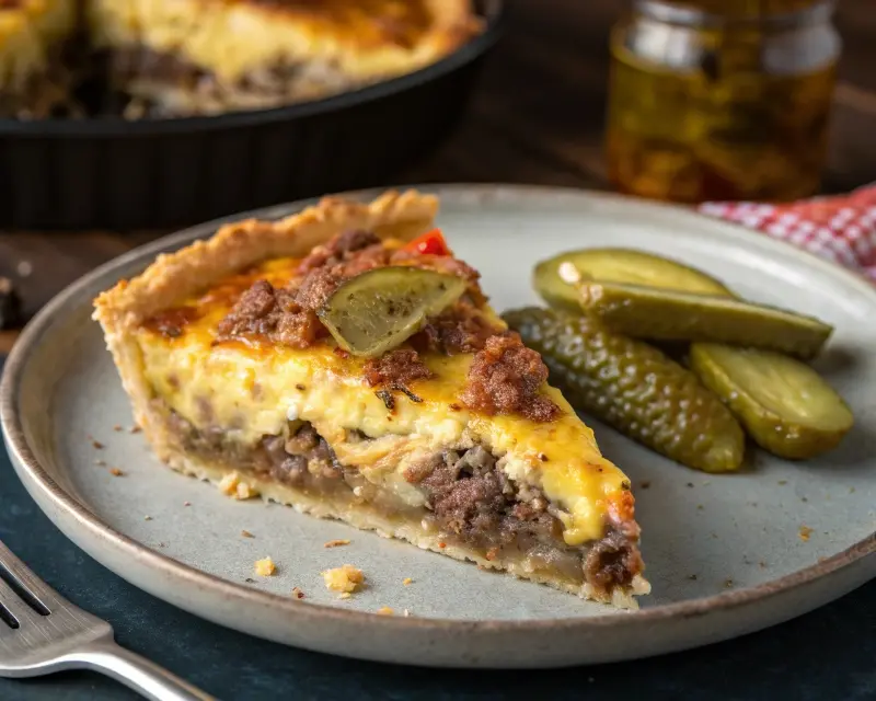meat crust cheeseburger style high protein quiche	