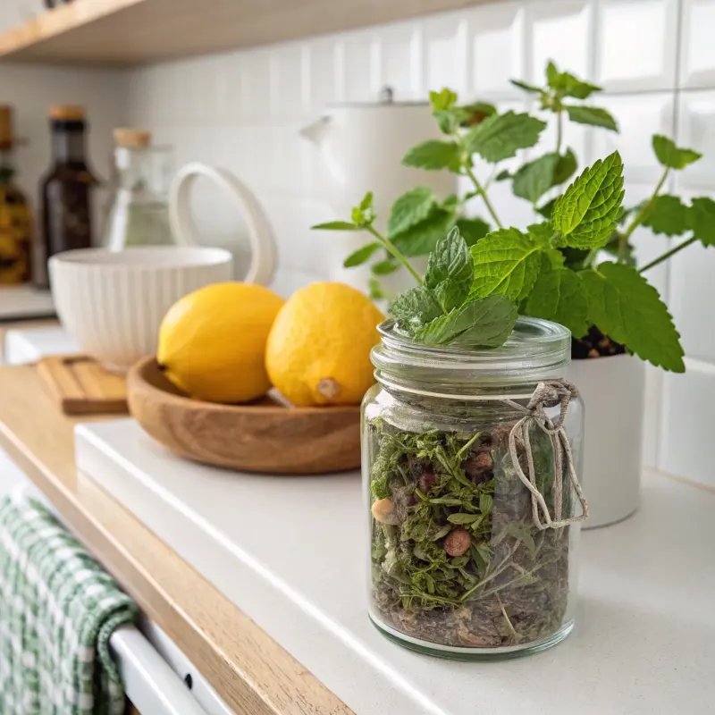 storing dried lemon balm leaves for tea	