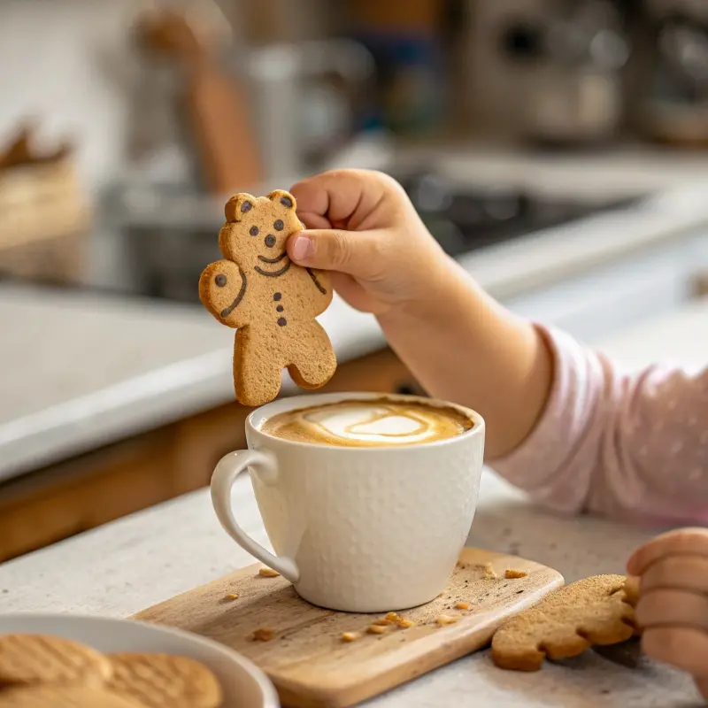 Teddy cookie over nostalgic iced latte	