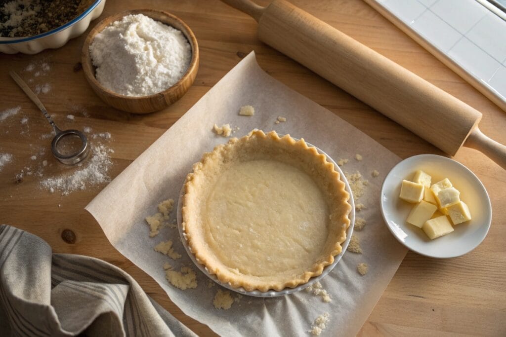 Frozen gluten free pie crust shells on a store shelf