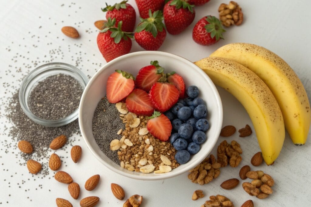 Raw vegan  recipes breakfast setup
